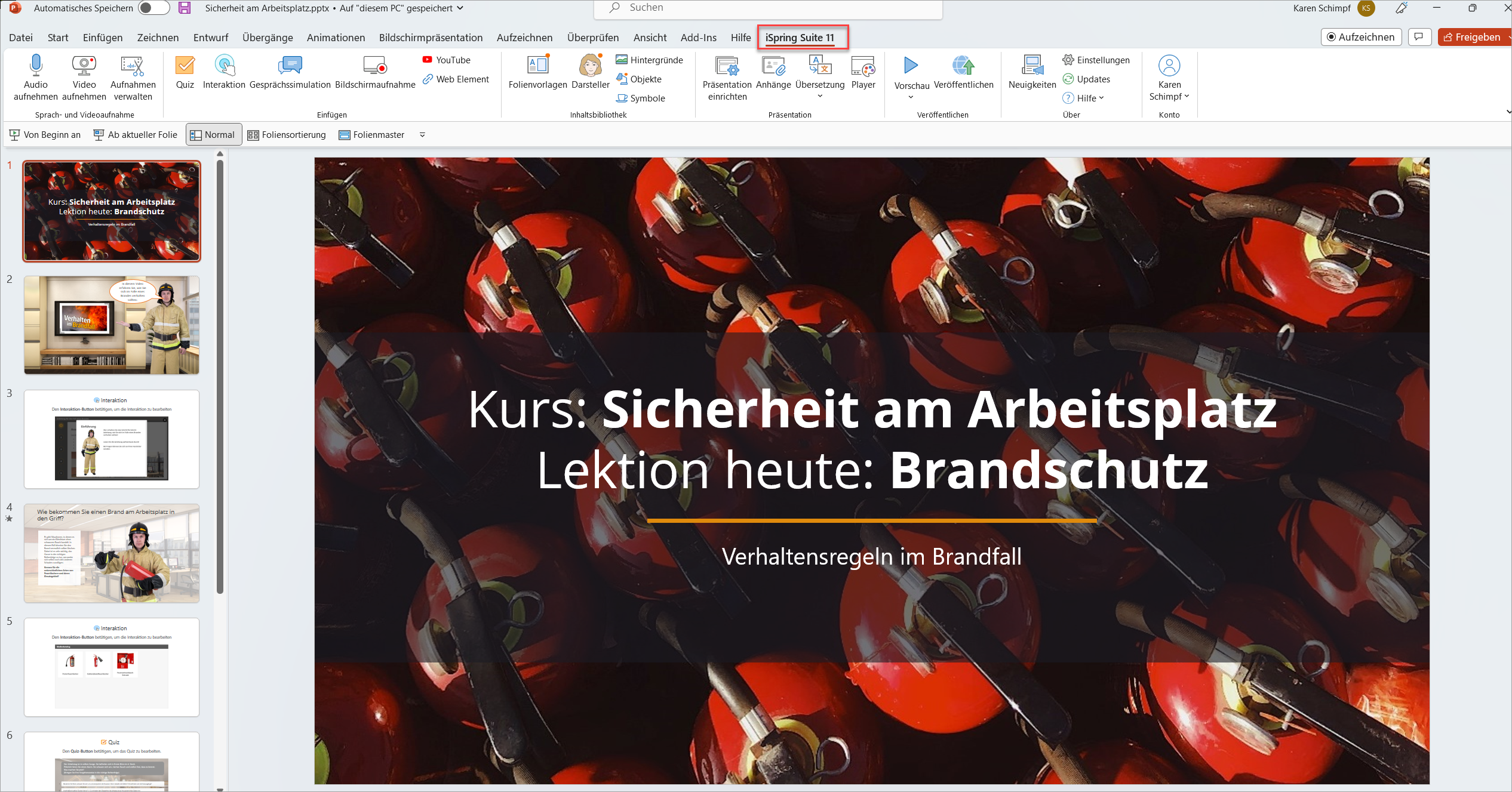 Bild von der iSpring Suite Benutzeroberfläche